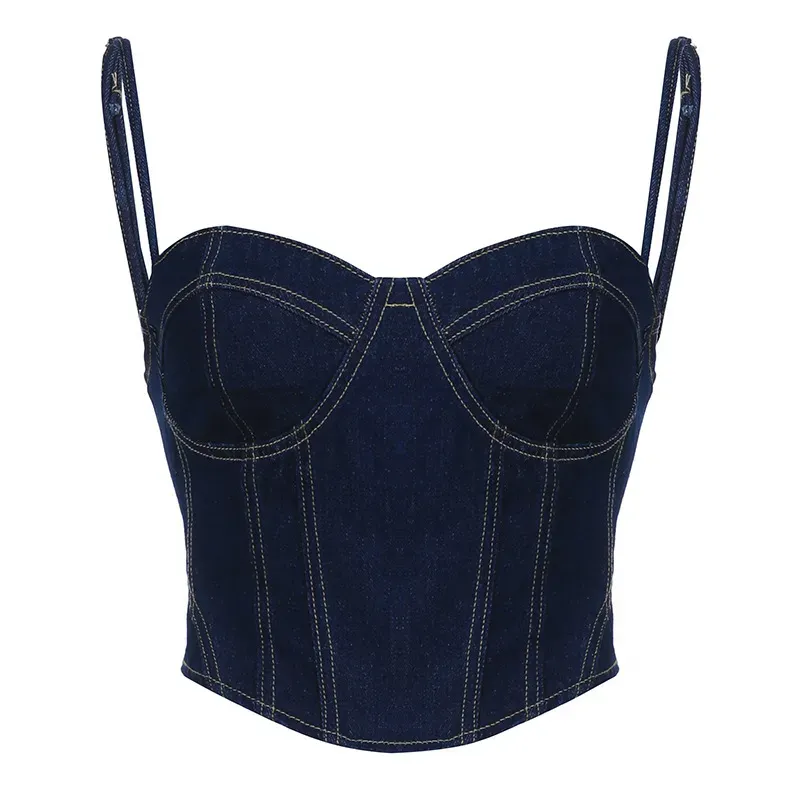 Denim Dreams Laced Up Bustier Top