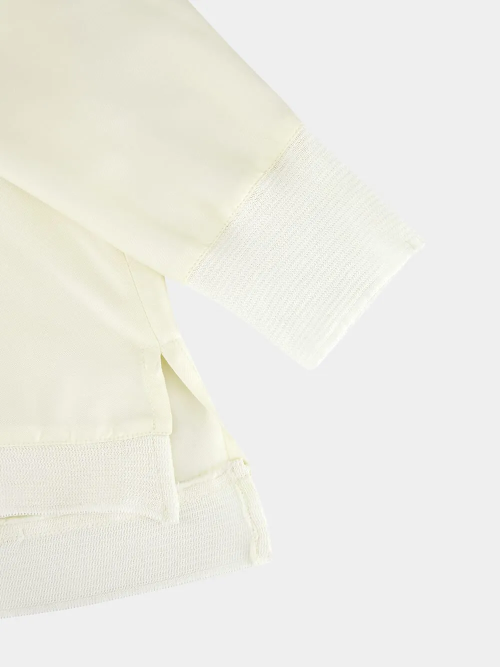 Diane Vanilla Custard Silk Twill V-Neck Long-Sleeve