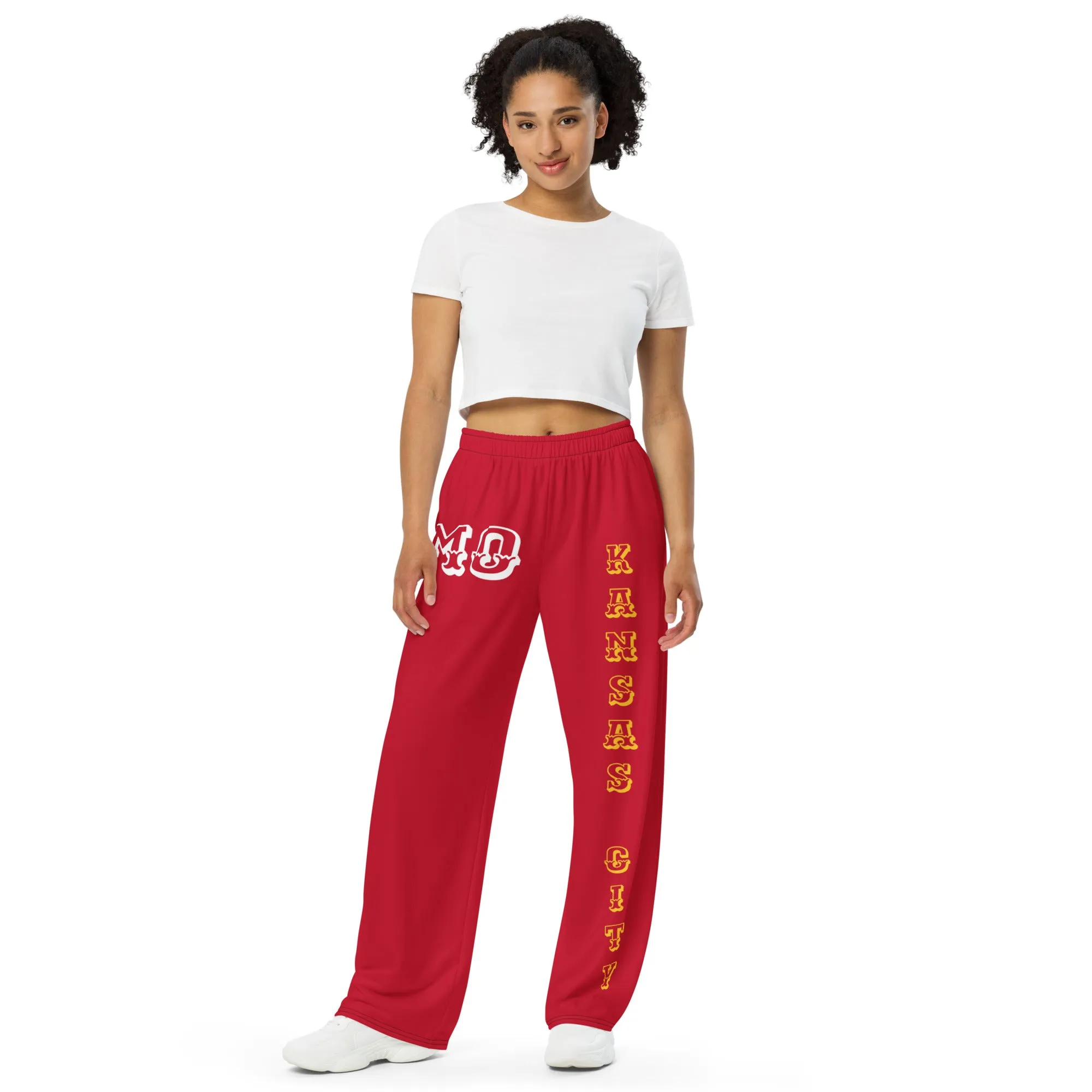 DJD MO- "It's A KC Thang" Unisex Wide-Leg Pants Red/Yellow/White