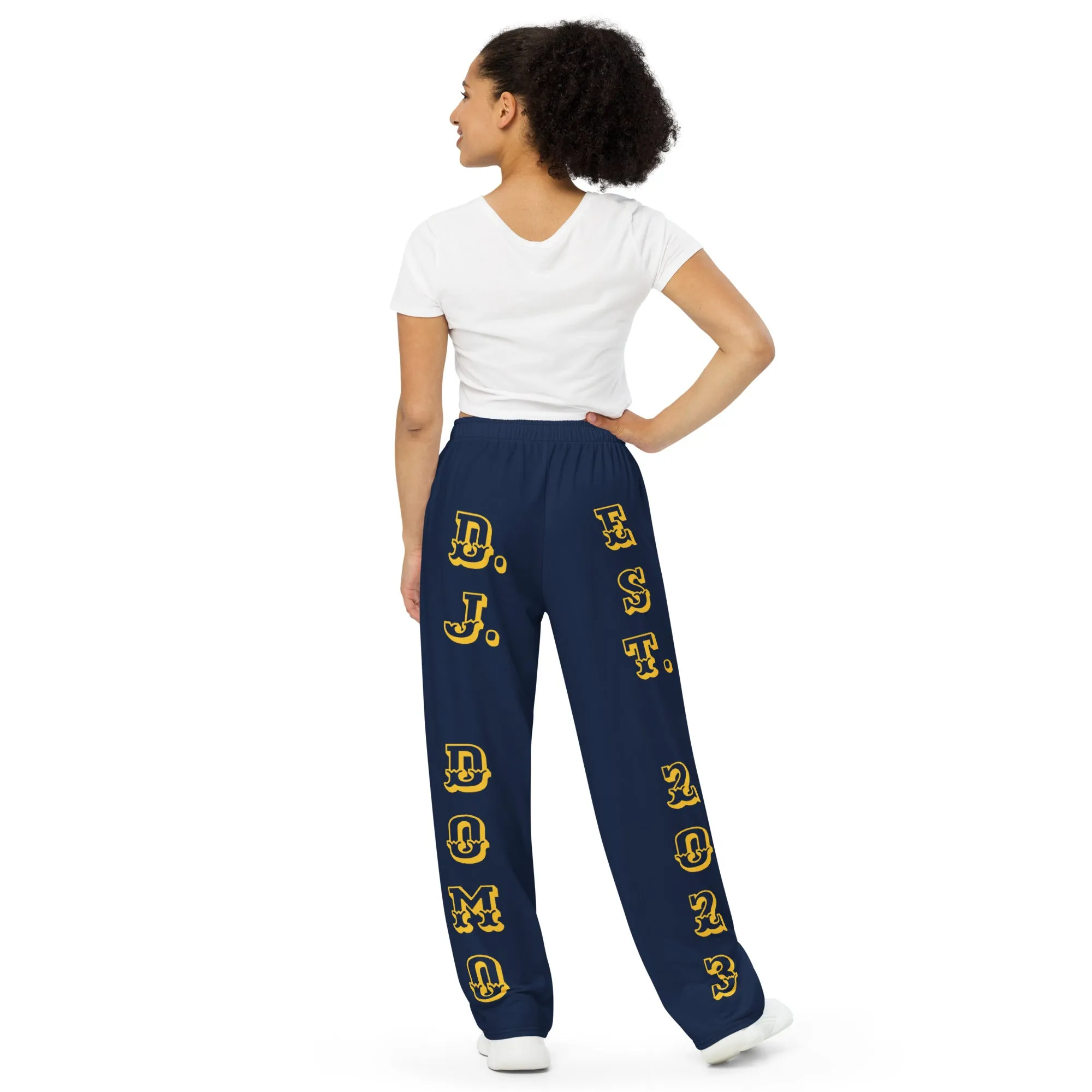 DJD NY- "It's A Long Island Thang" Unisex Wide-Leg Pants Navy/Yellow/White