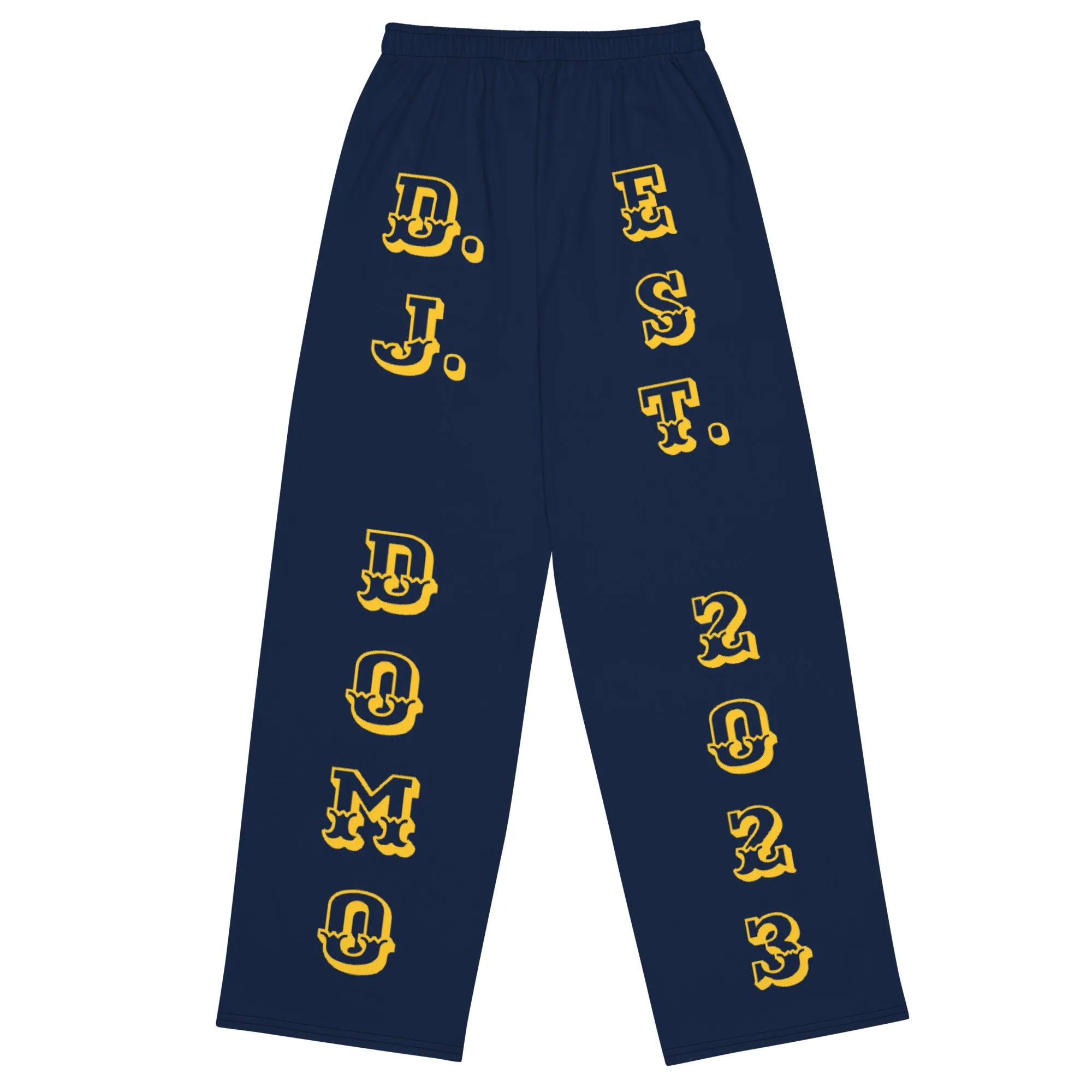 DJD NY- "It's A Long Island Thang" Unisex Wide-Leg Pants Navy/Yellow/White