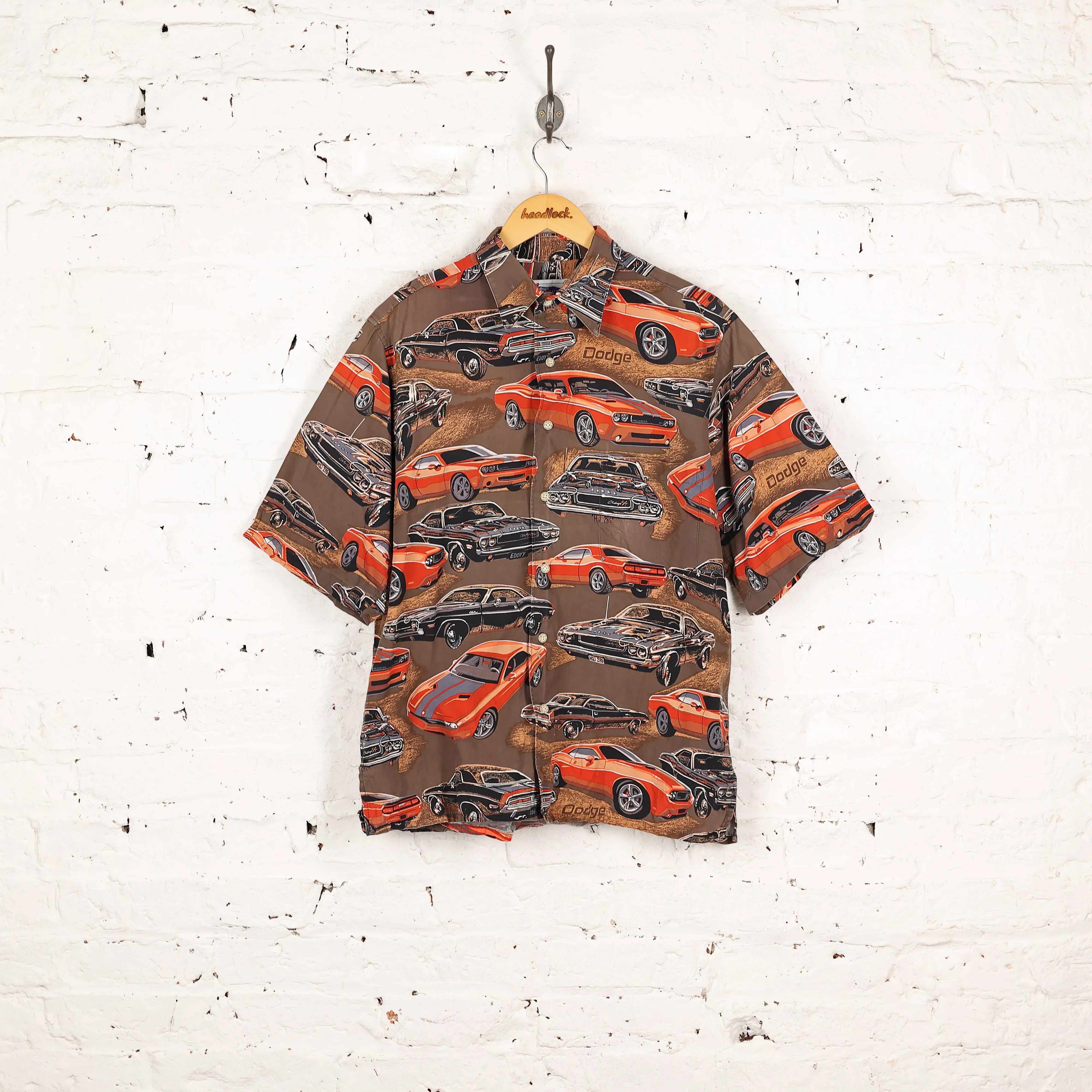 Dodge Cars Print Shirt - Brown - M