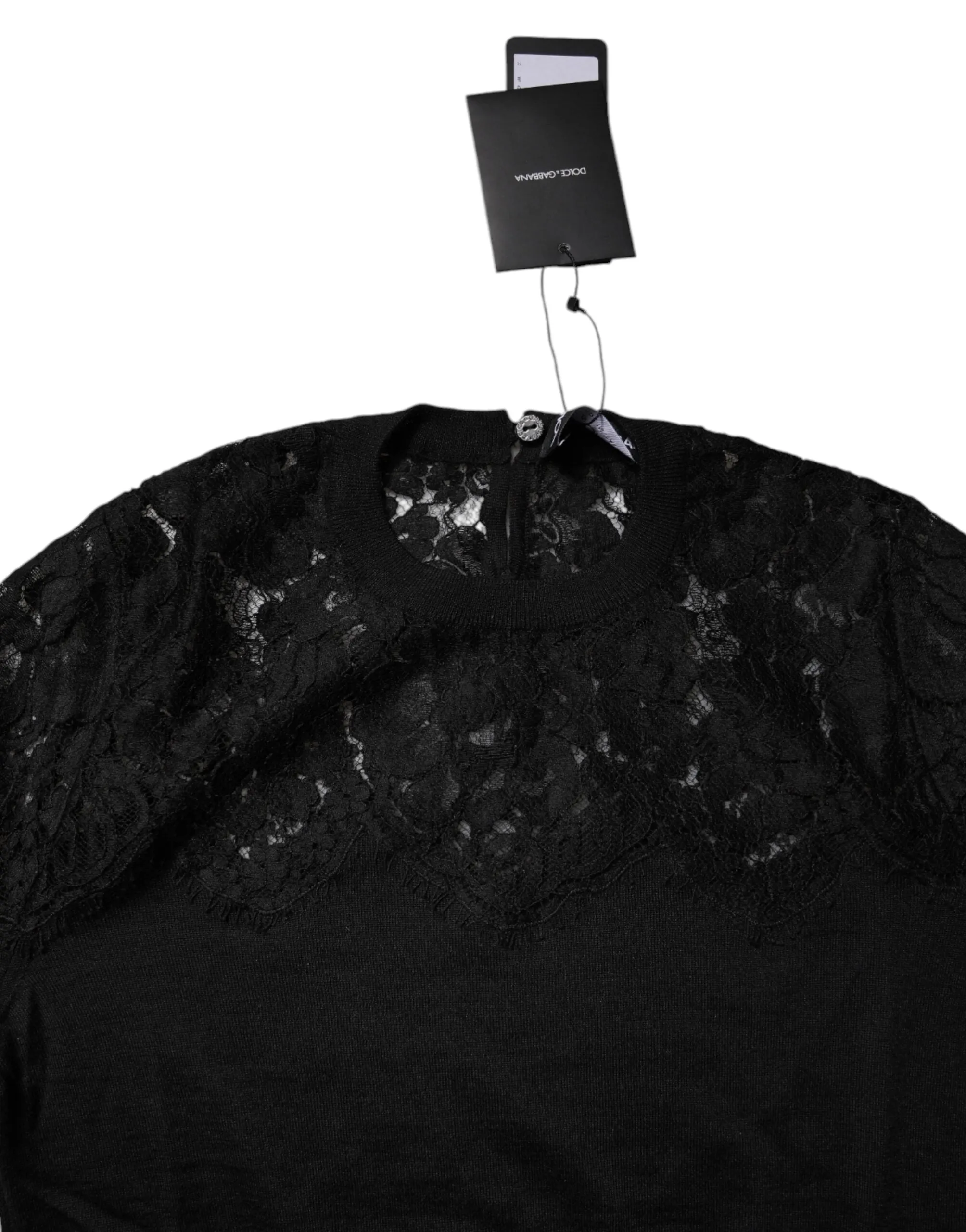 Dolce & Gabbana Black Lace Floral Long Sleeves Blouse Top
