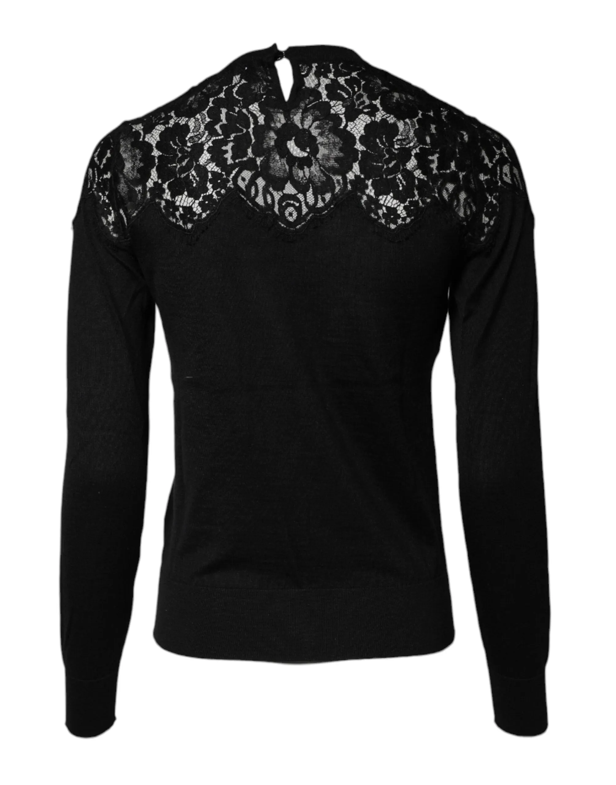 Dolce & Gabbana Black Lace Floral Long Sleeves Blouse Top