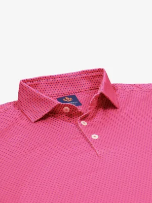 Donald Ross Mens Austin Polka Dot Sport Fit Polo - PRIMROSE/COBALT