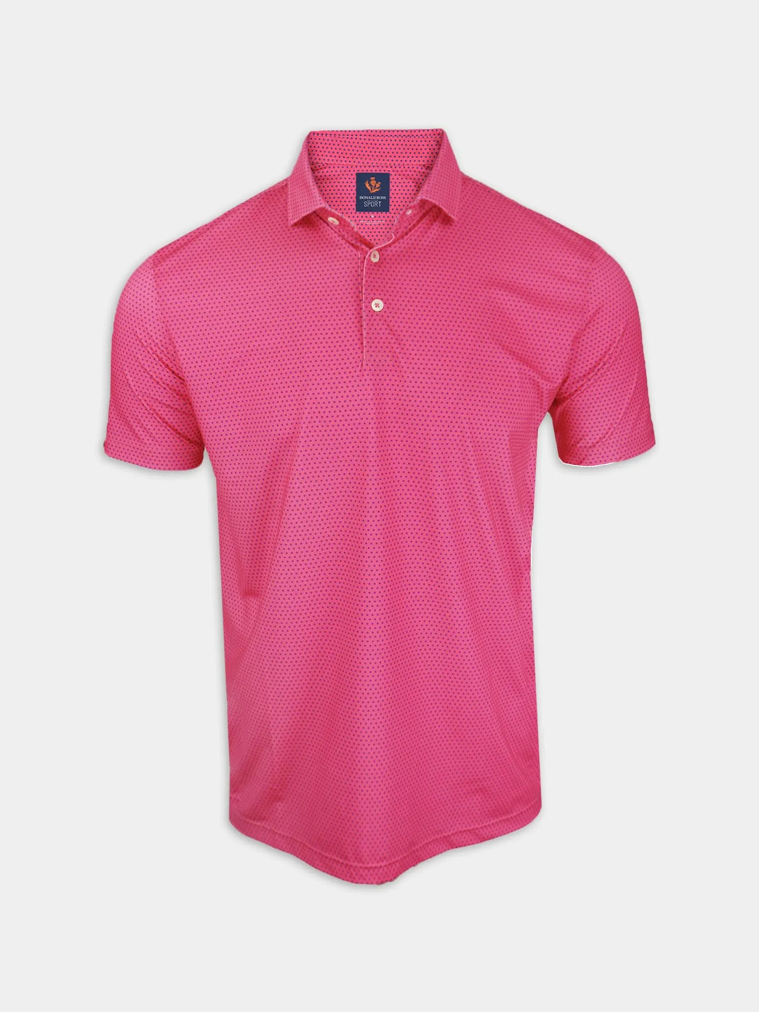 Donald Ross Mens Austin Polka Dot Sport Fit Polo - PRIMROSE/COBALT