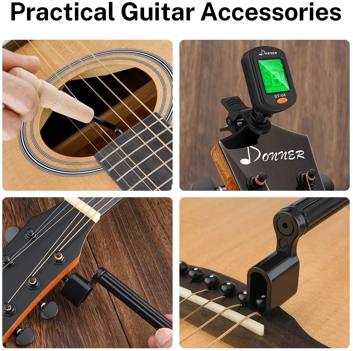 Donner DAD-812 41" Solid Body Right Handed Acoustic Guitar with Accessories, Natural Finish