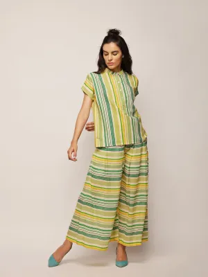 Dots striped pleated pants