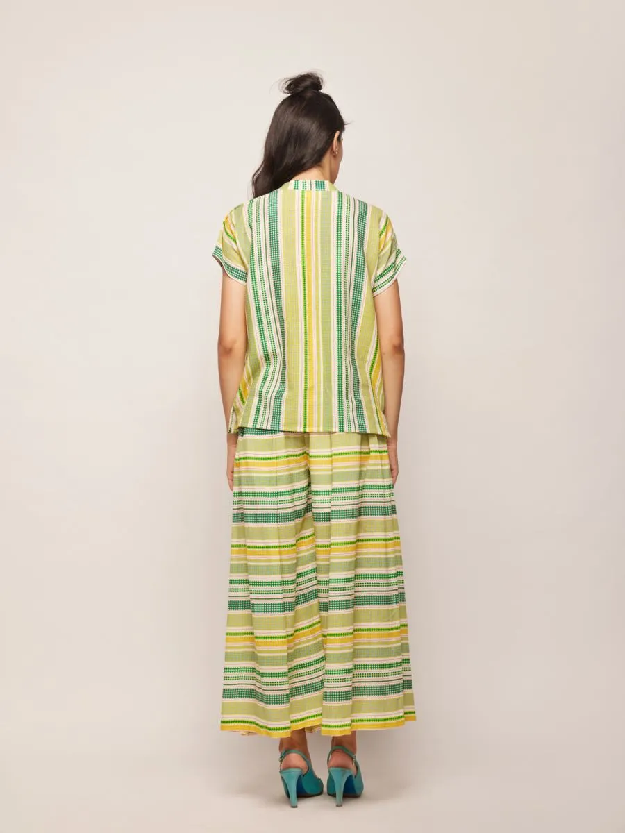 Dots striped pleated pants