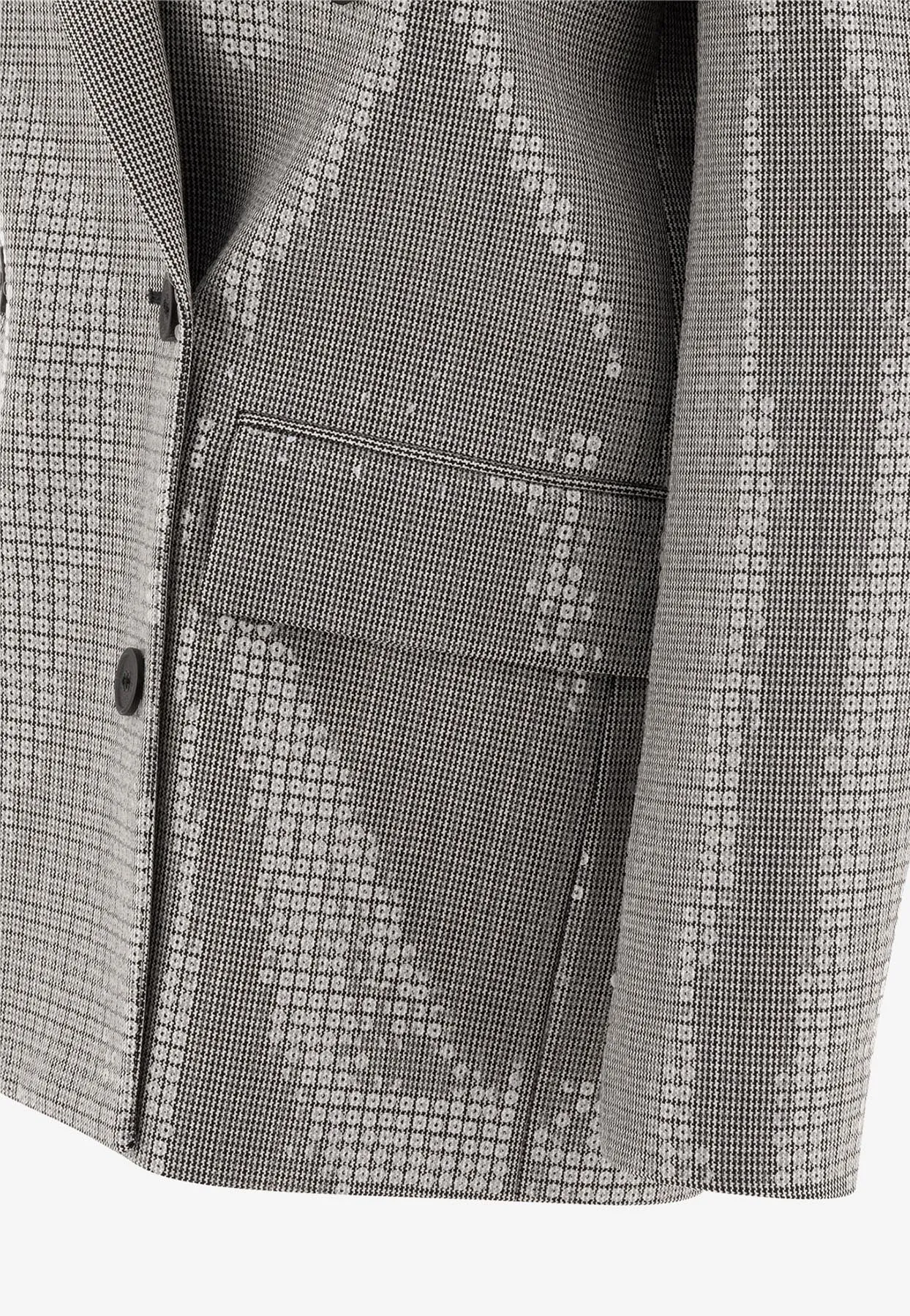 Double-Breasted Houndstooth Sequined Blazer