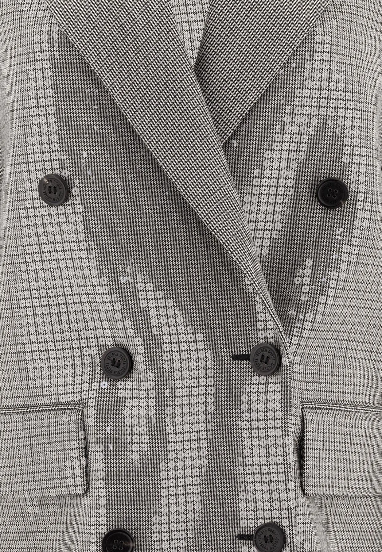 Double-Breasted Houndstooth Sequined Blazer