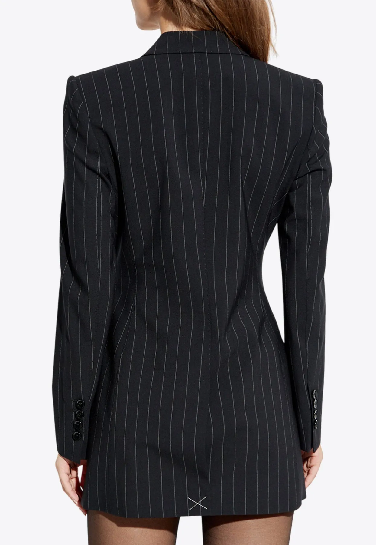 Double-Breasted Pinstriped Blazer