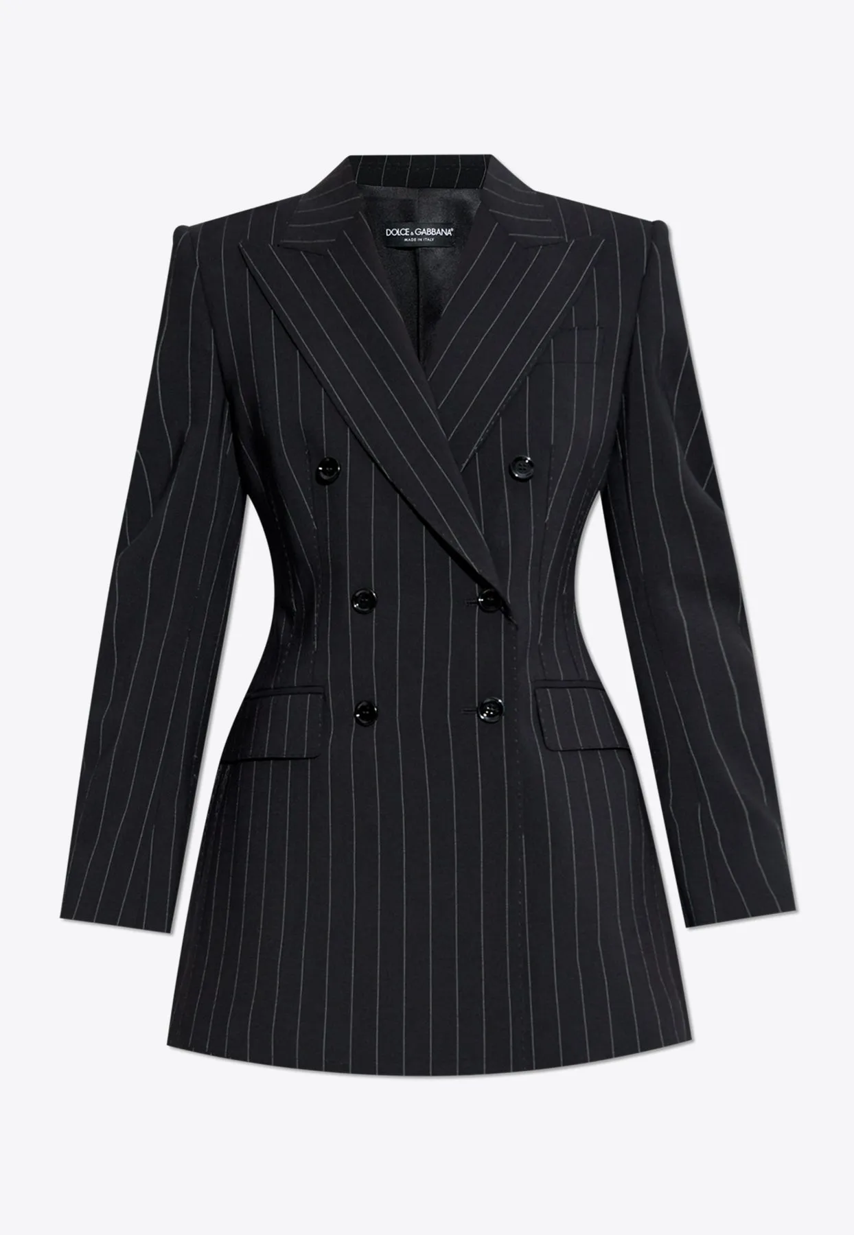 Double-Breasted Pinstriped Blazer