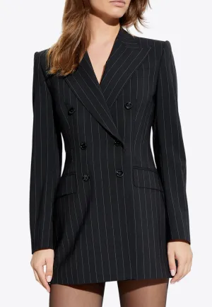 Double-Breasted Pinstriped Blazer