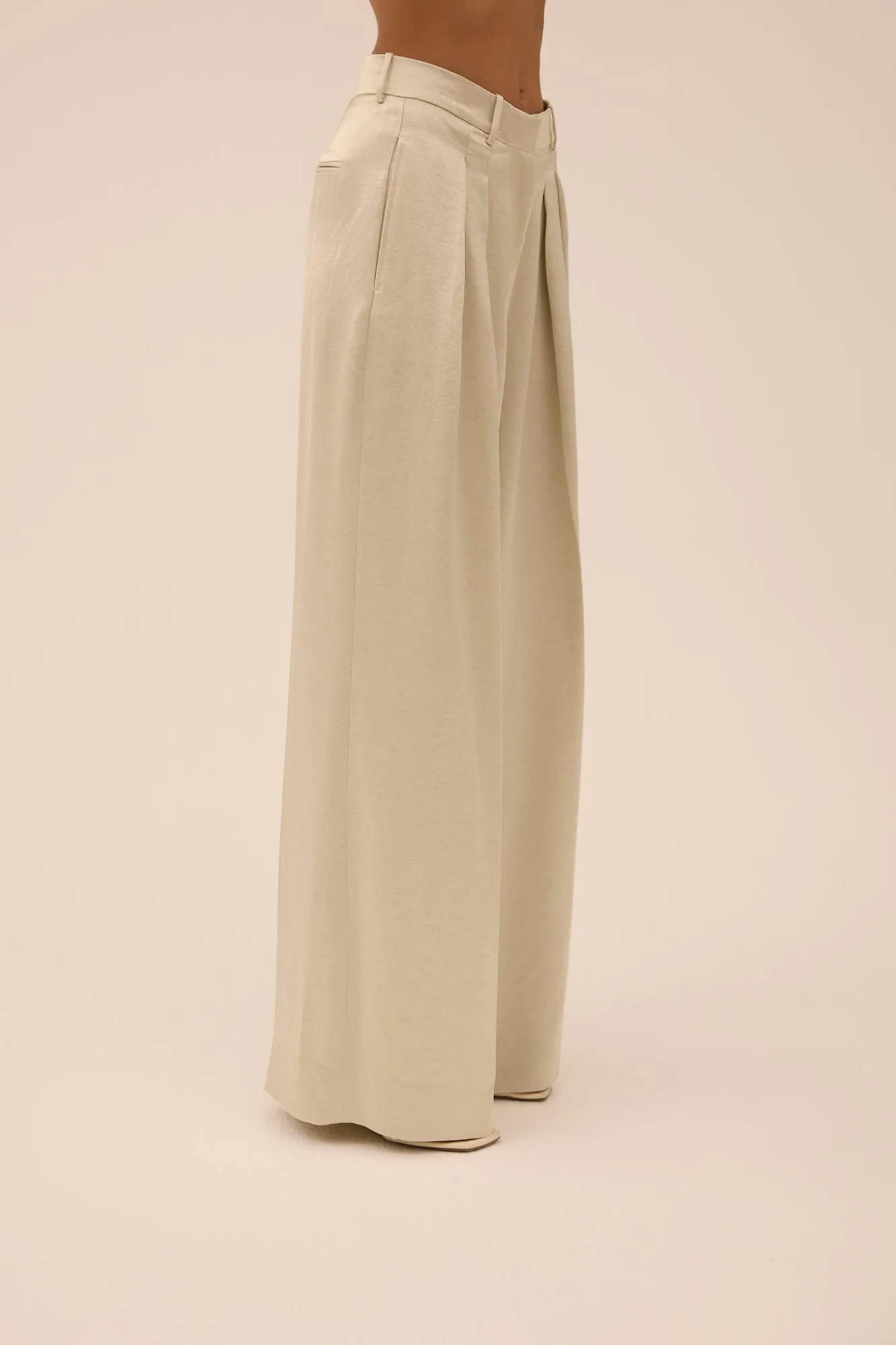 Double Pleat Wide Leg Trouser in Silver
