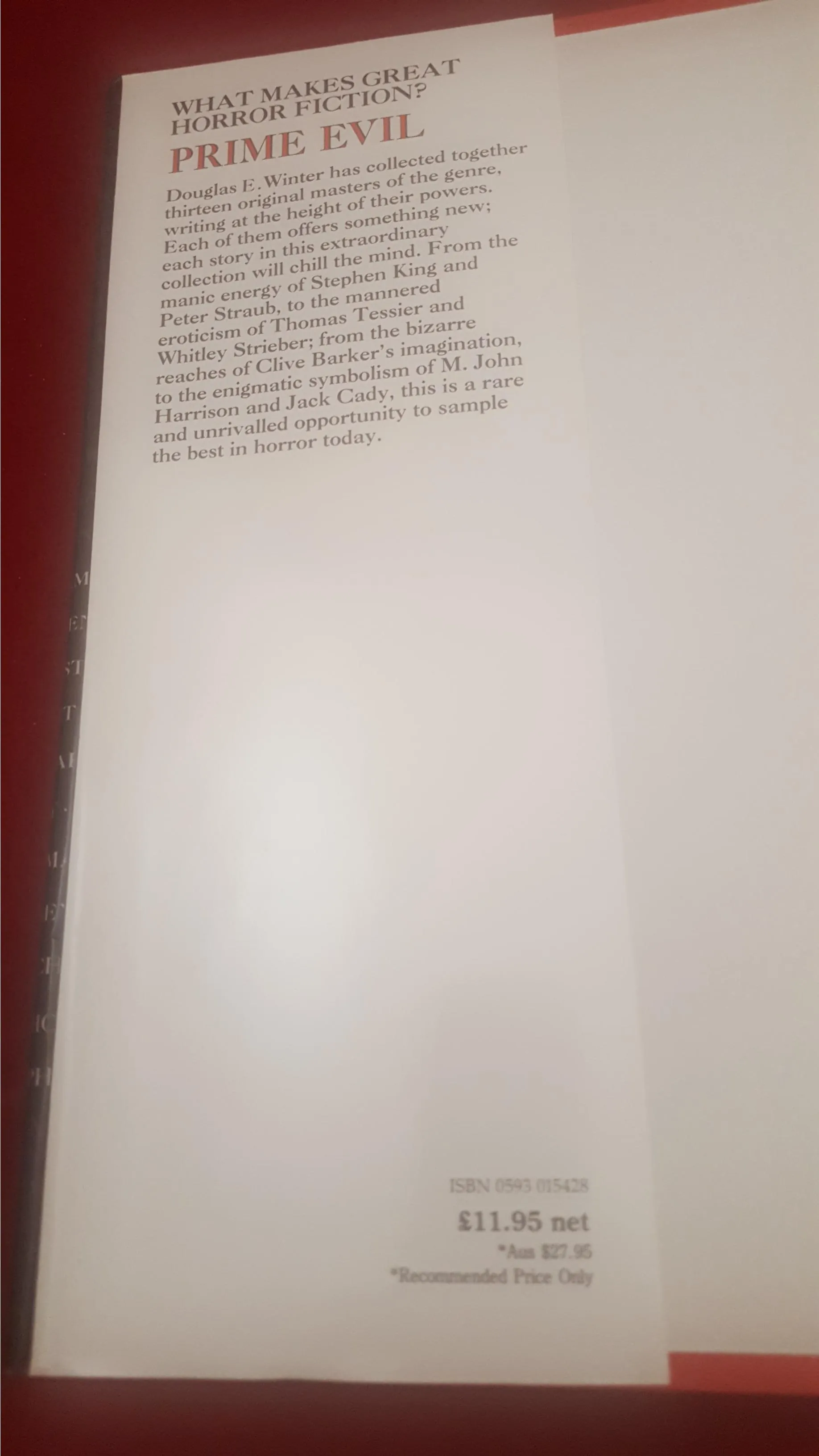 Douglas E Winter - Prime Evil, Bantam Press, 1988, First Edition