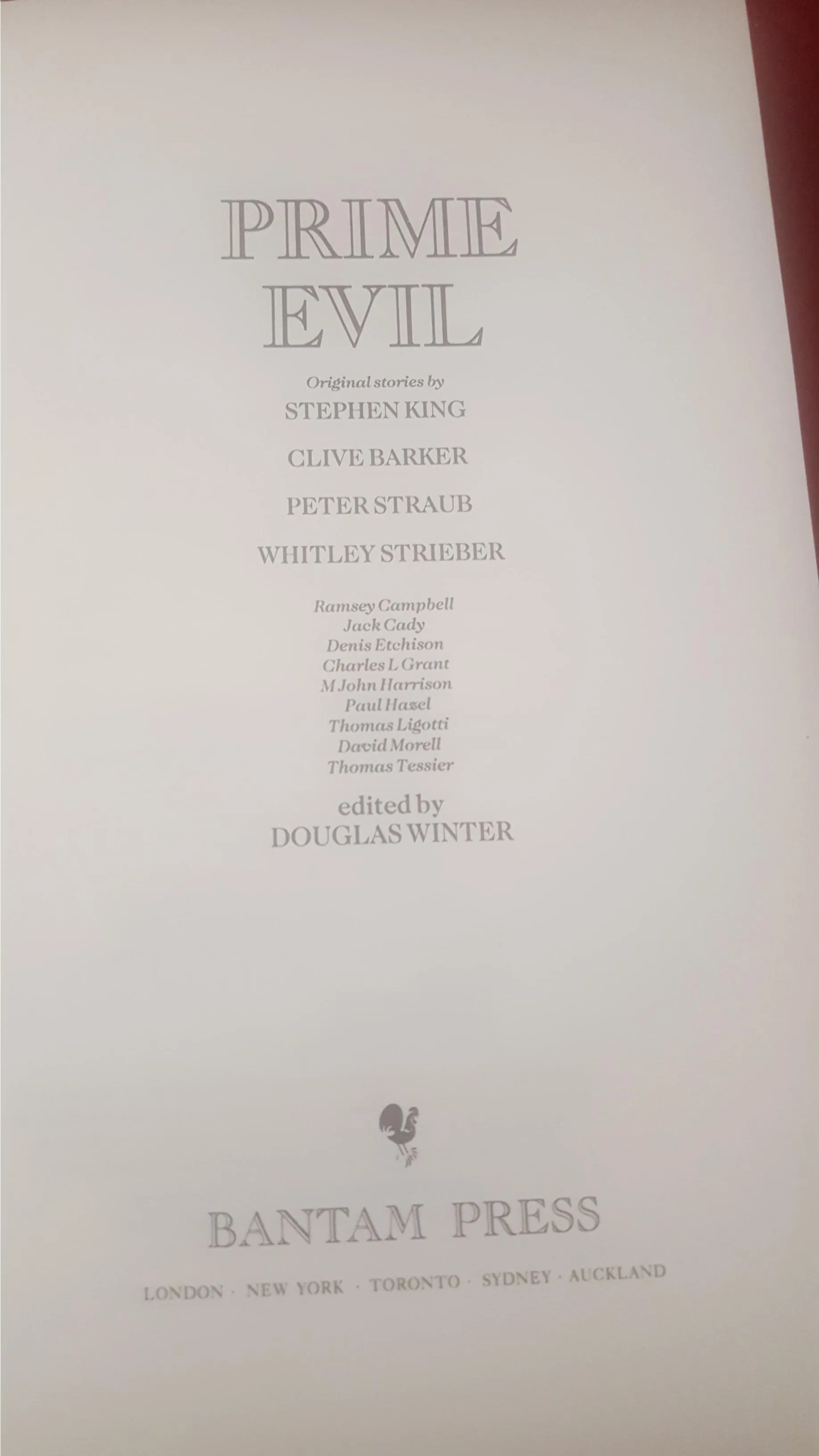 Douglas E Winter - Prime Evil, Bantam Press, 1988, First Edition