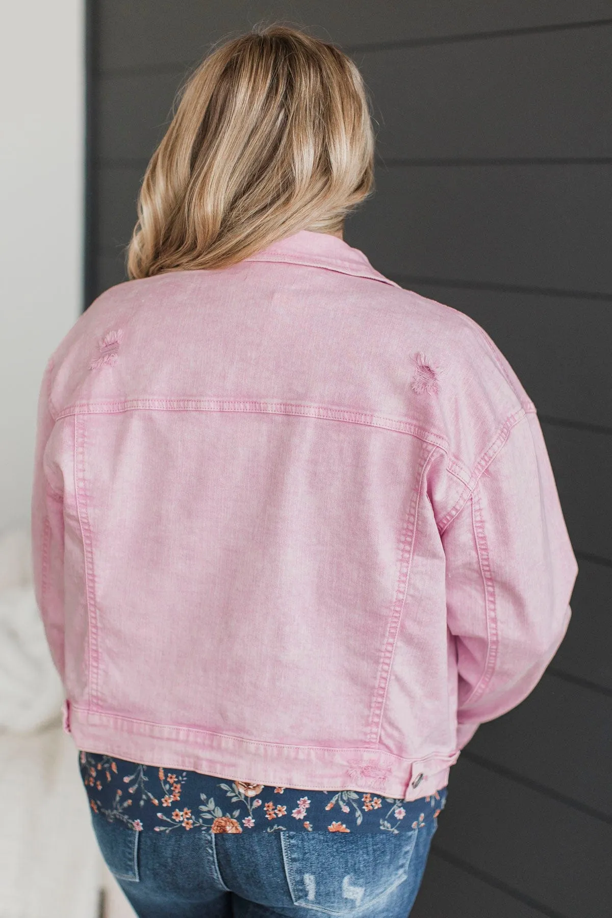 Downtown Darling Denim Jacket- Pink Acid Wash