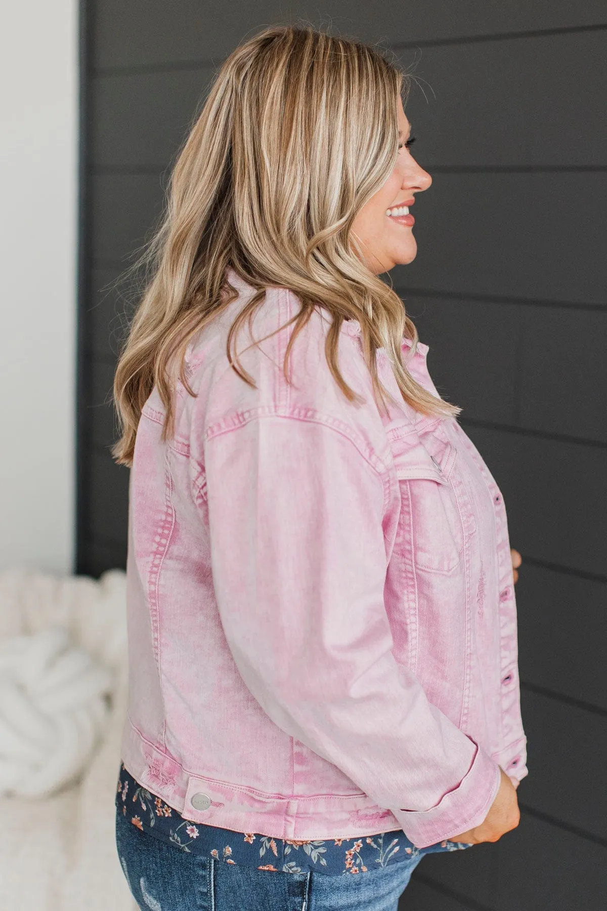 Downtown Darling Denim Jacket- Pink Acid Wash