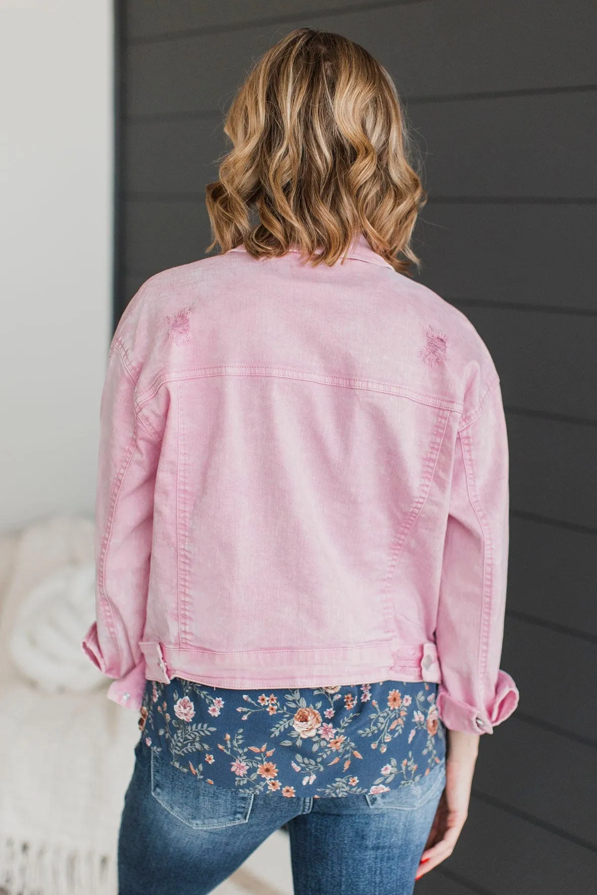 Downtown Darling Denim Jacket- Pink Acid Wash