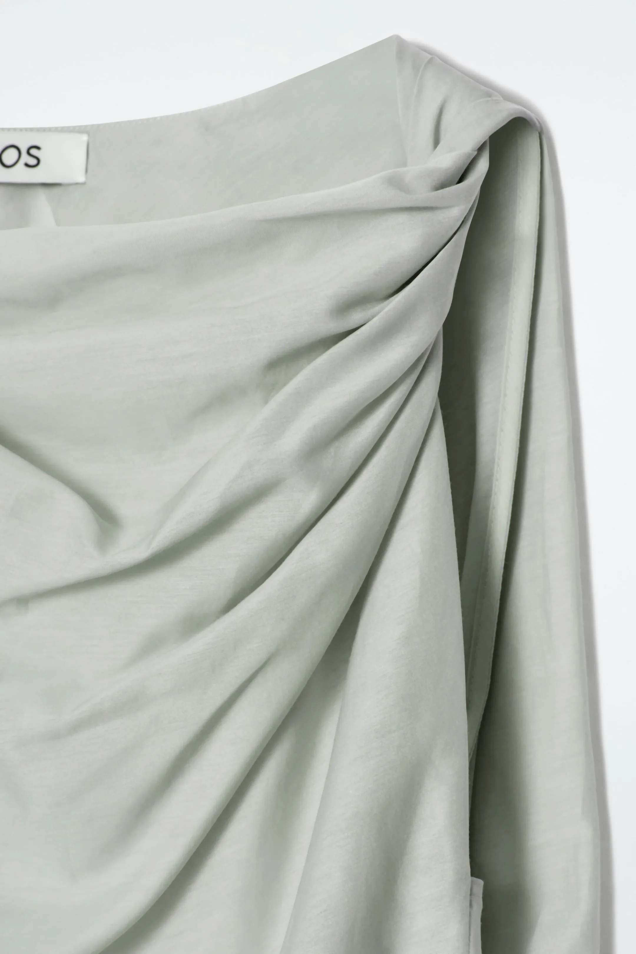Draped cotton-silk top