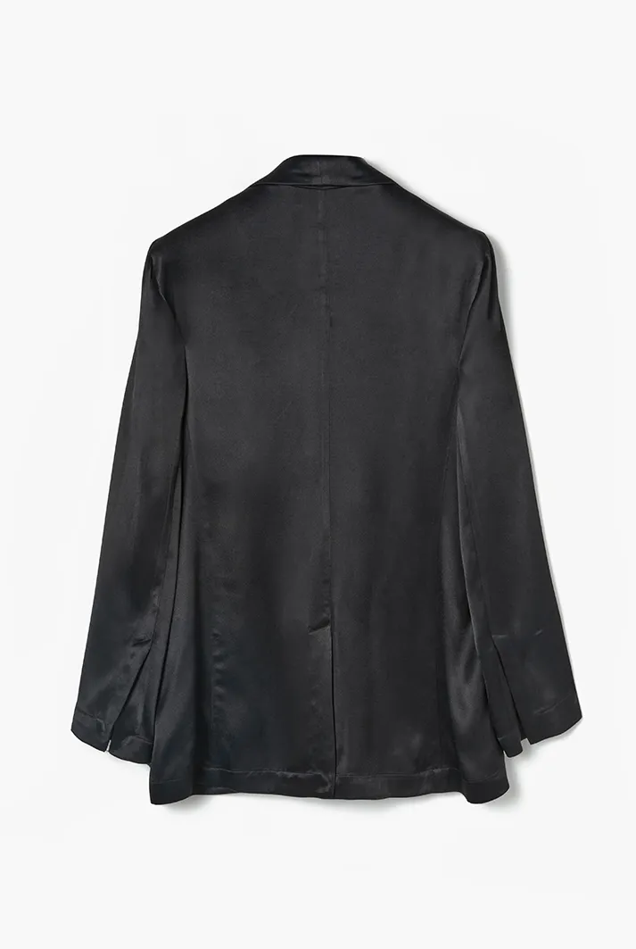Draped Tie Detail High Neck Shirt | Black