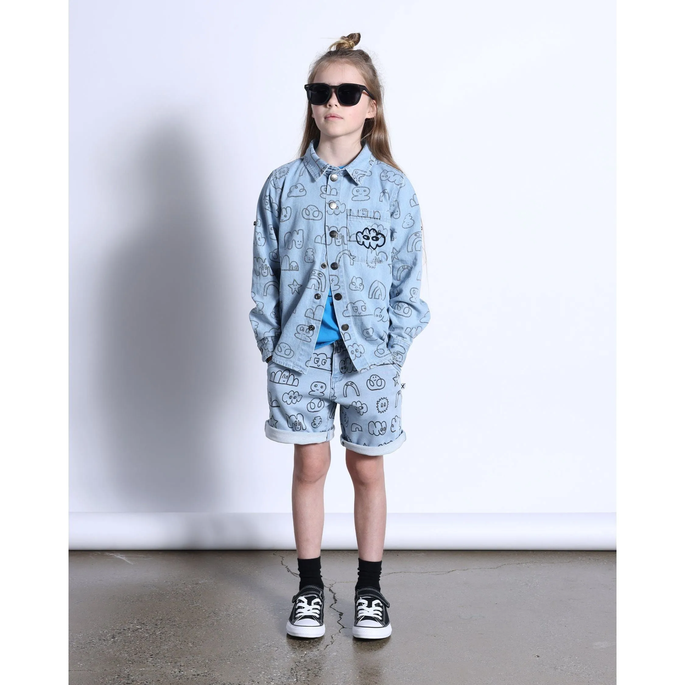 Drawings Cotton Shirt- Blue