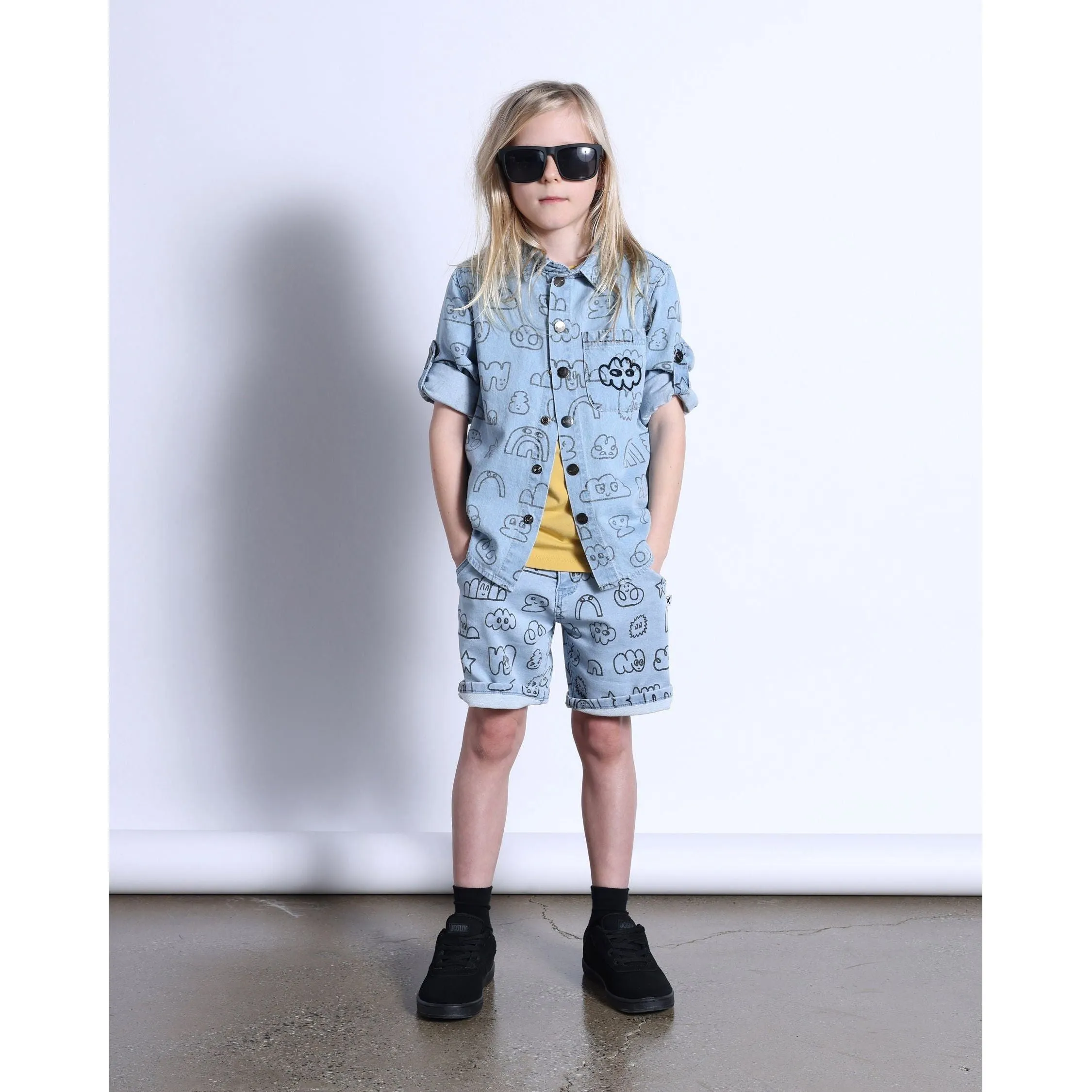 Drawings Cotton Shirt- Blue