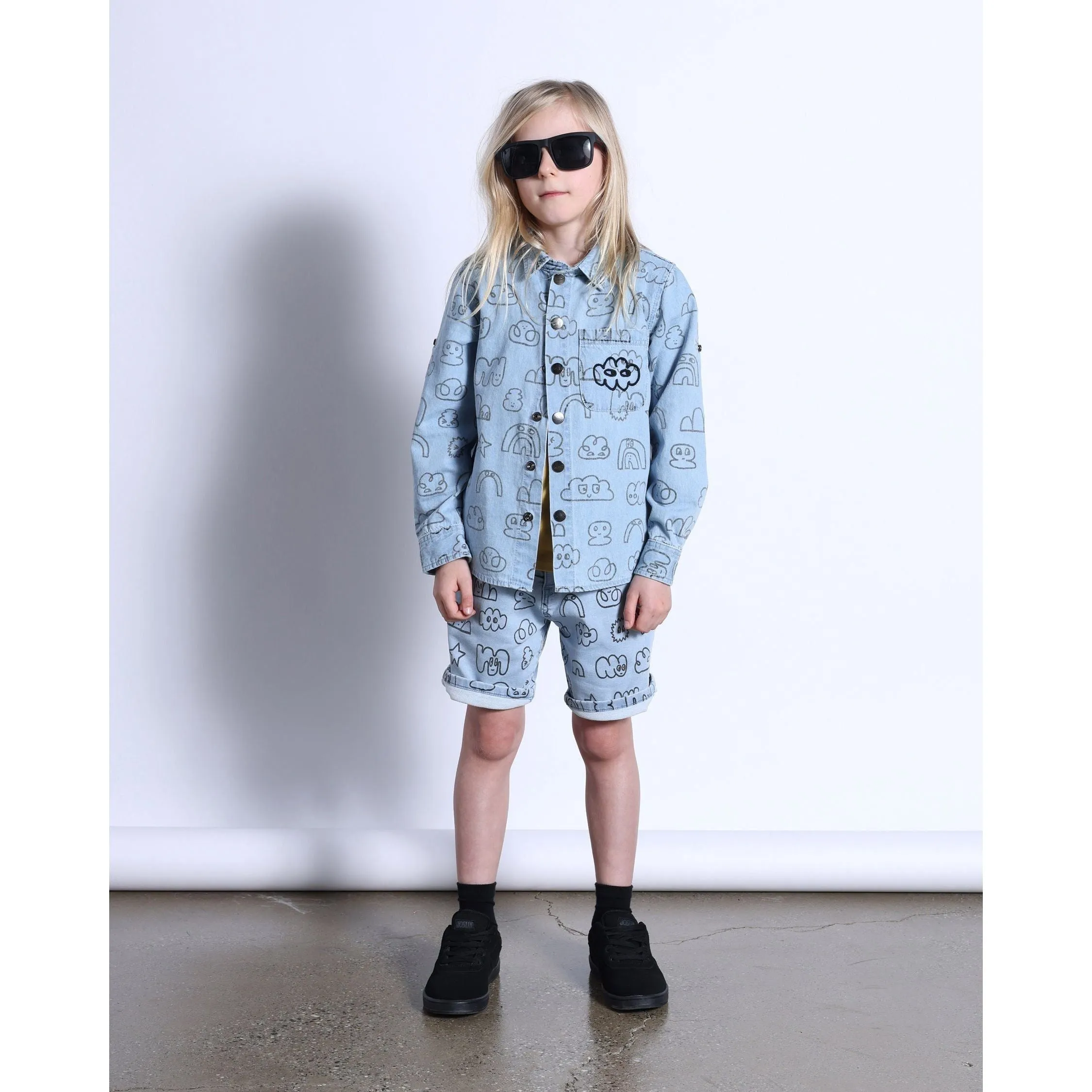 Drawings Cotton Shirt- Blue
