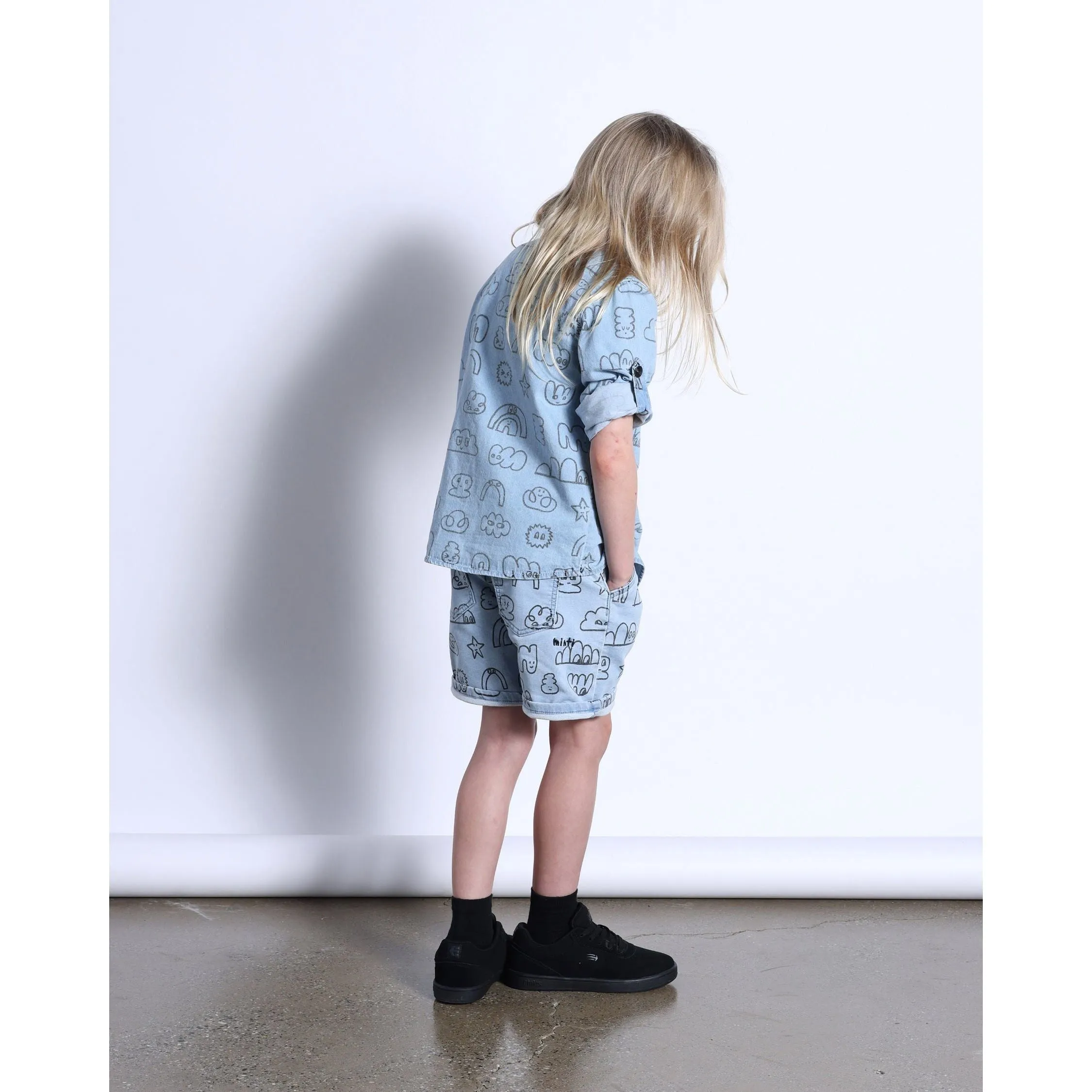 Drawings Cotton Shirt- Blue