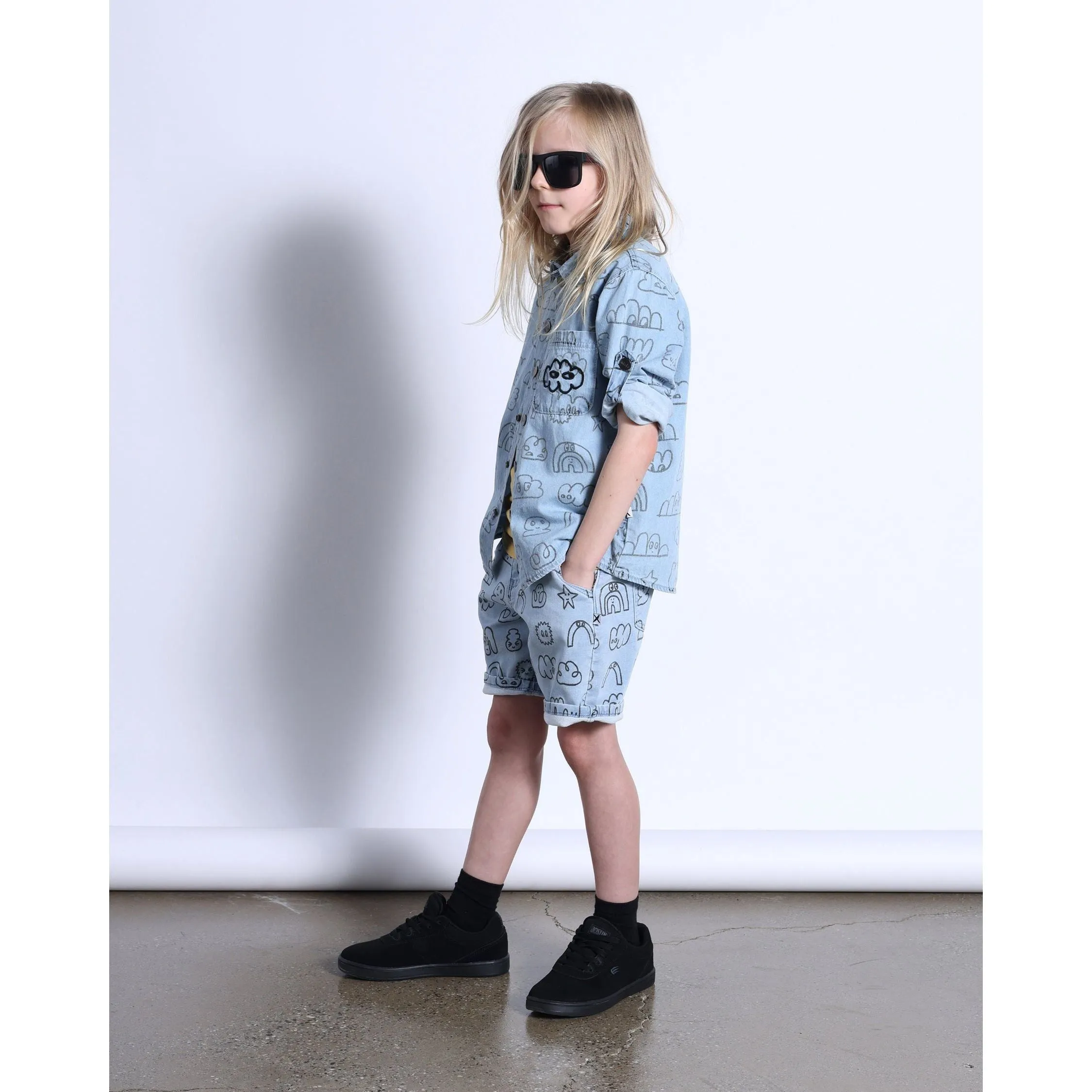 Drawings Cotton Shirt- Blue