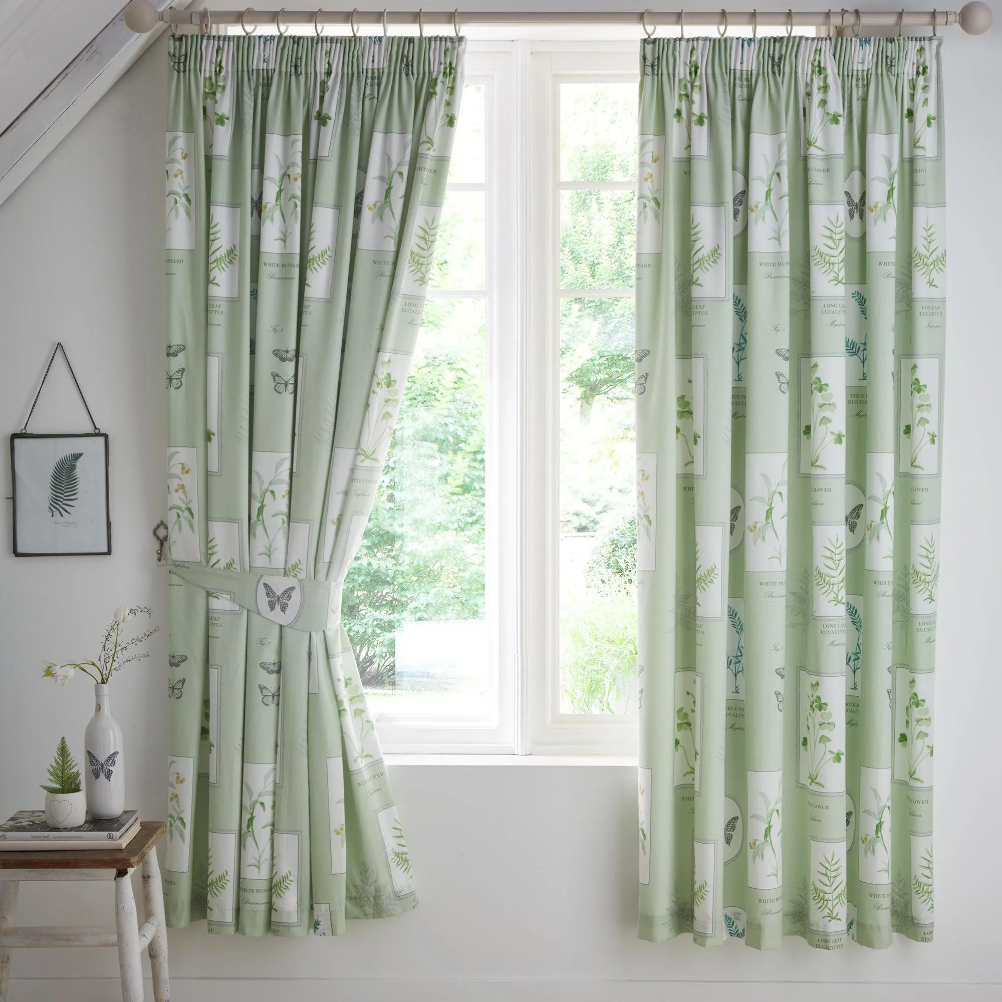 Dreams & Drapes Floral Garden Pencil Pleat Curtains  - Green