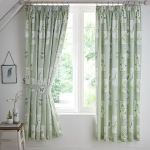 Dreams & Drapes Floral Garden Pencil Pleat Curtains  - Green