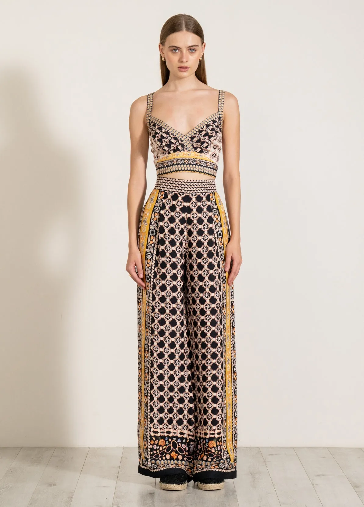 Elara brown pleated bustier and pants