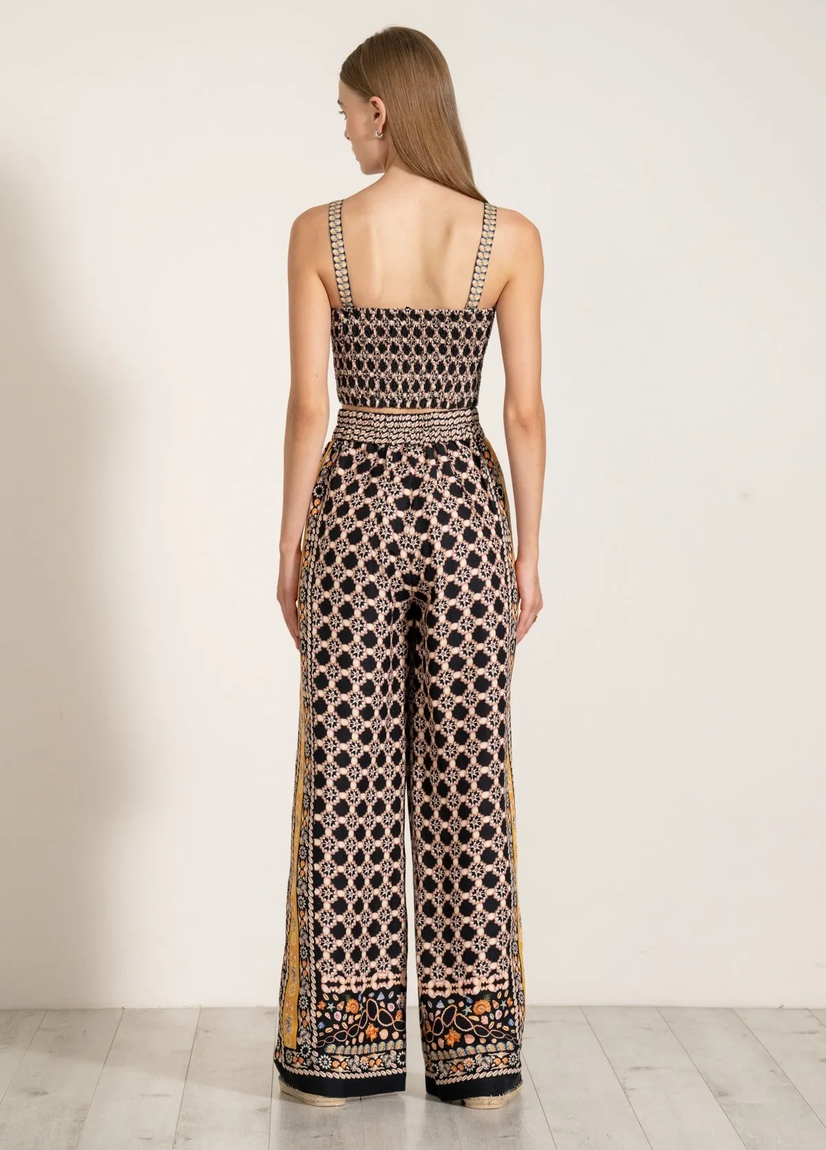 Elara brown pleated bustier and pants