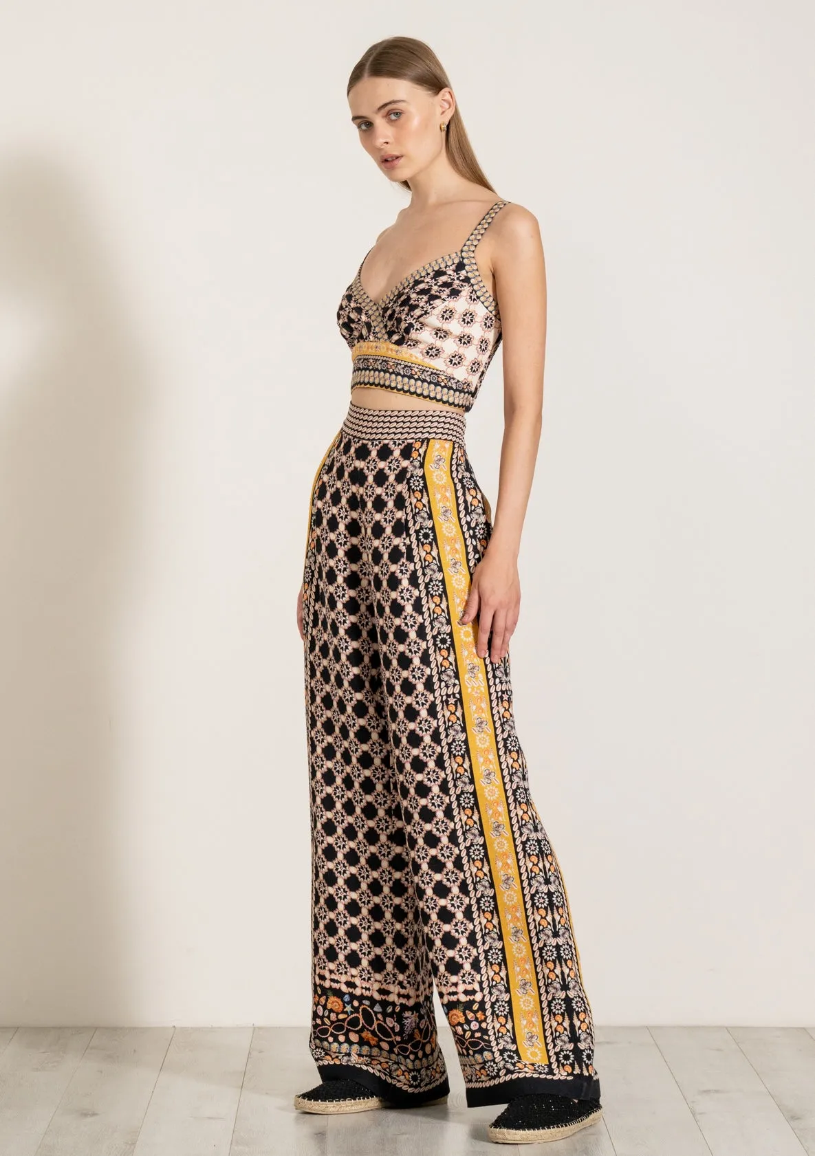 Elara brown pleated bustier and pants
