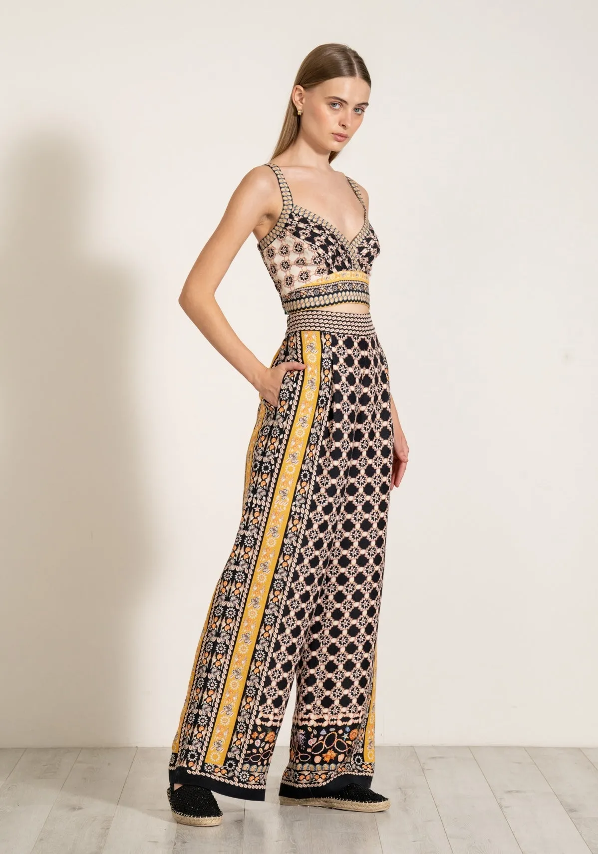 Elara brown pleated bustier and pants