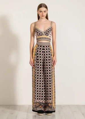 Elara brown pleated bustier and pants