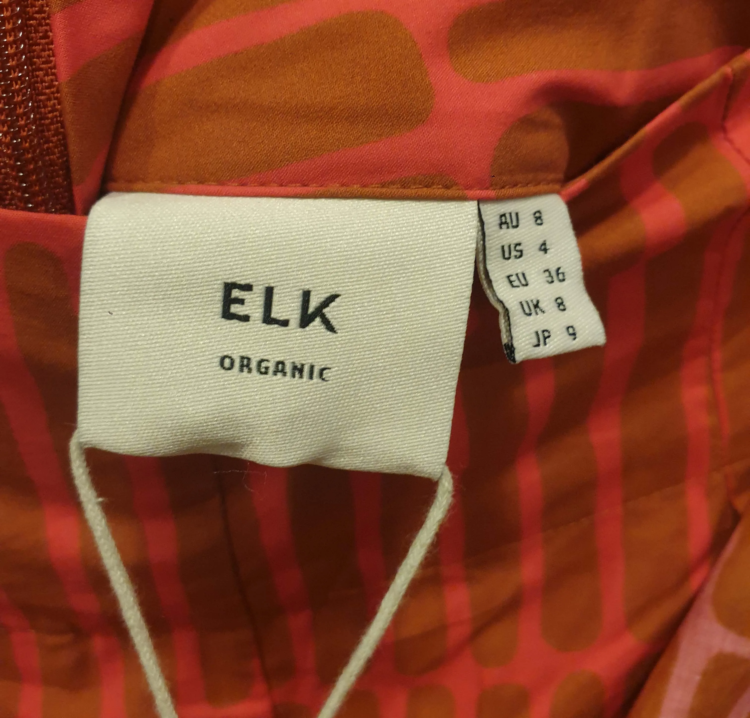 Elk 100% cotton red and brown print wide leg pants size 8