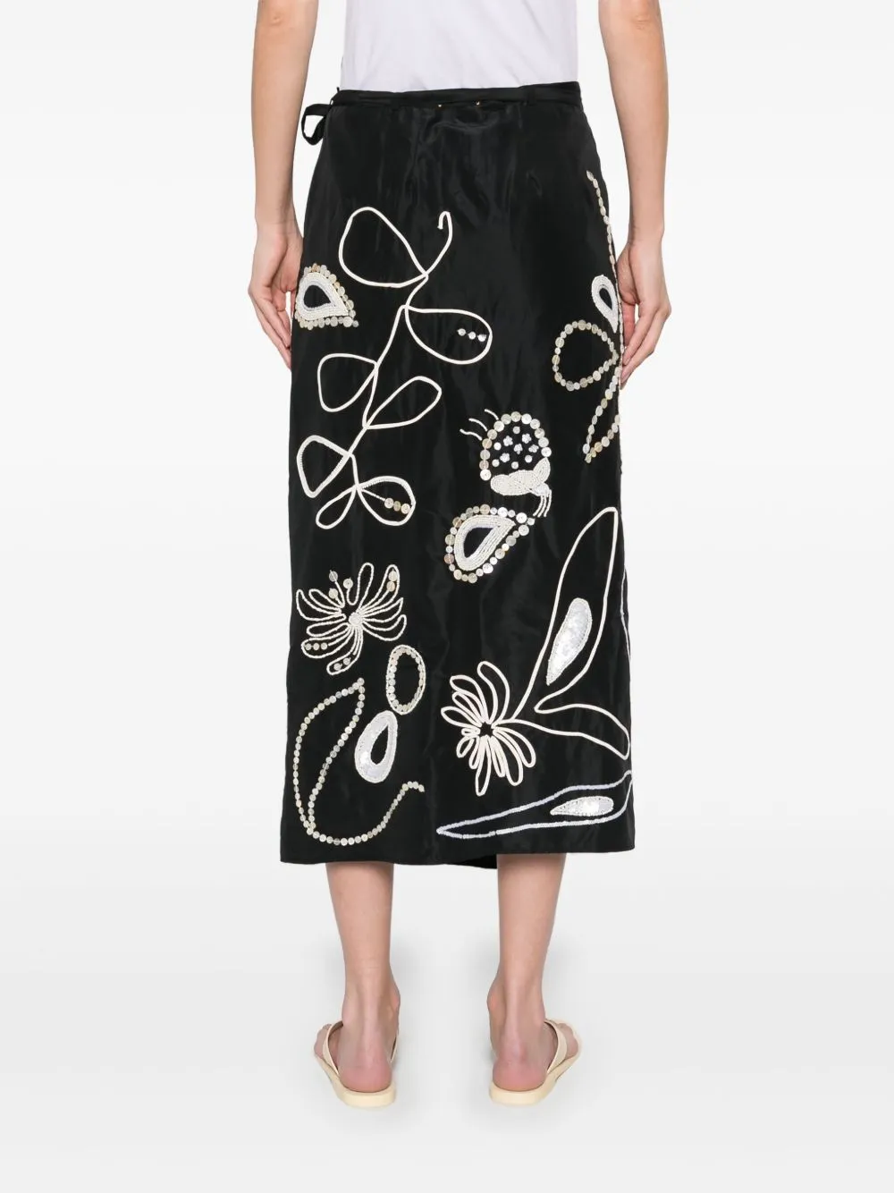 Embroidered midi skirt