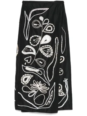 Embroidered midi skirt