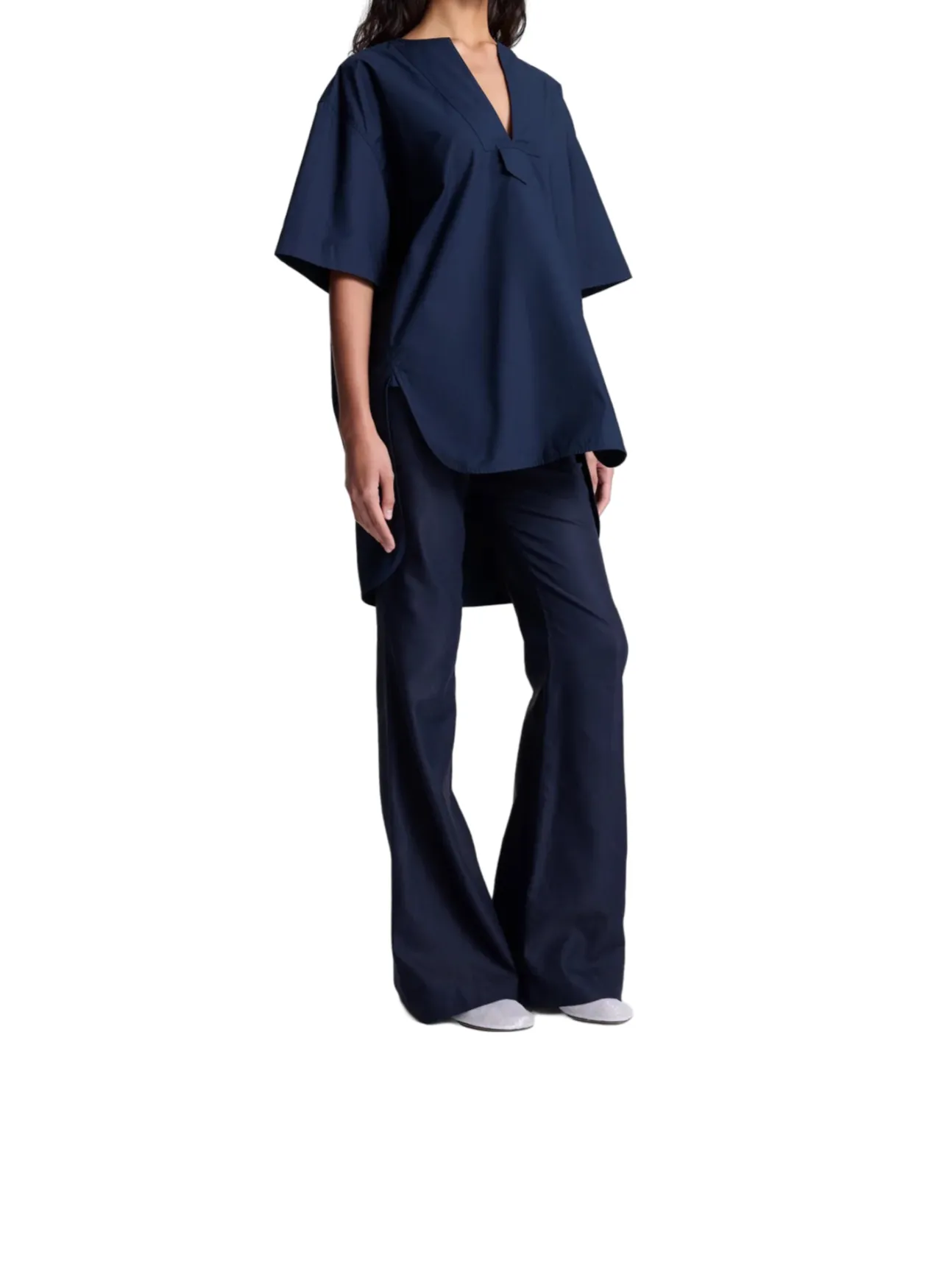 Erin Cotton Poplin Top - Deep Navy