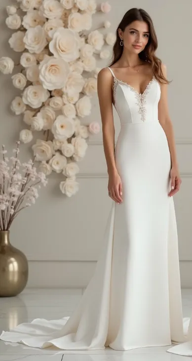 Ethereal Charm – Lace & Satin A-Line Wedding Dress