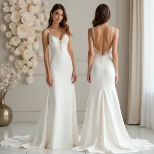 Ethereal Charm – Lace & Satin A-Line Wedding Dress