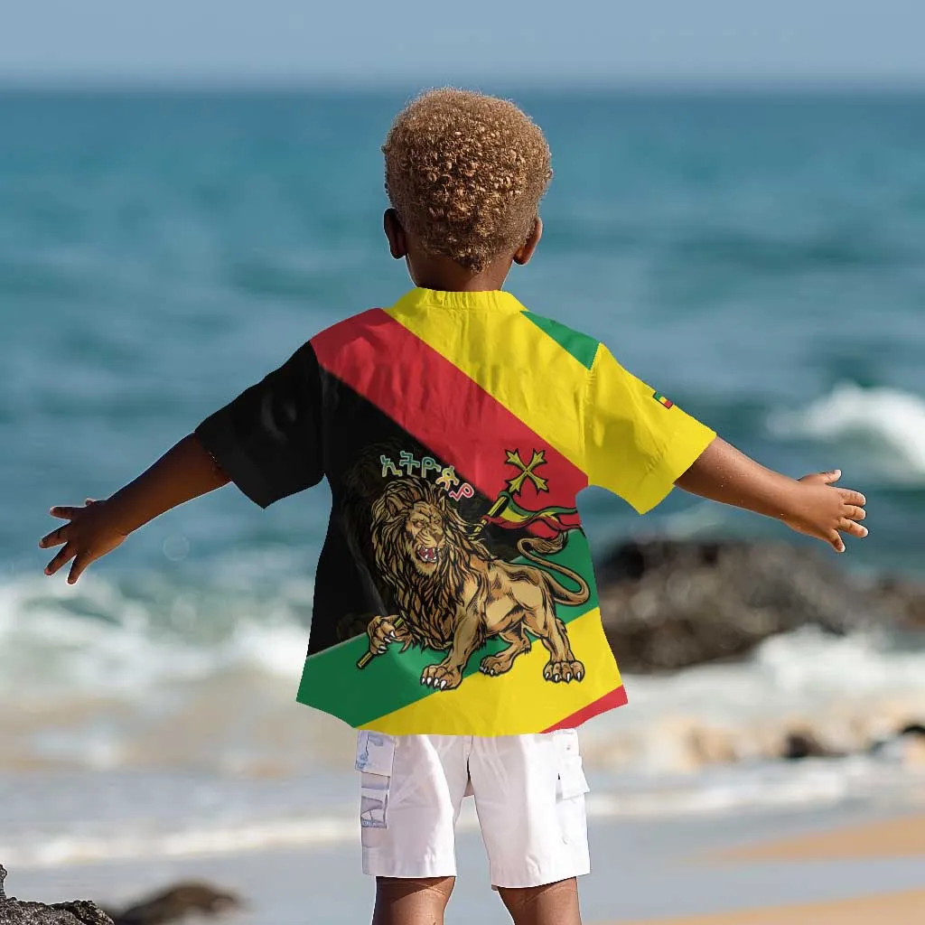 Ethiopia Lion of Judah Kid Hawaiian Shirt Ethiopia Empire 1270-1974 LT15