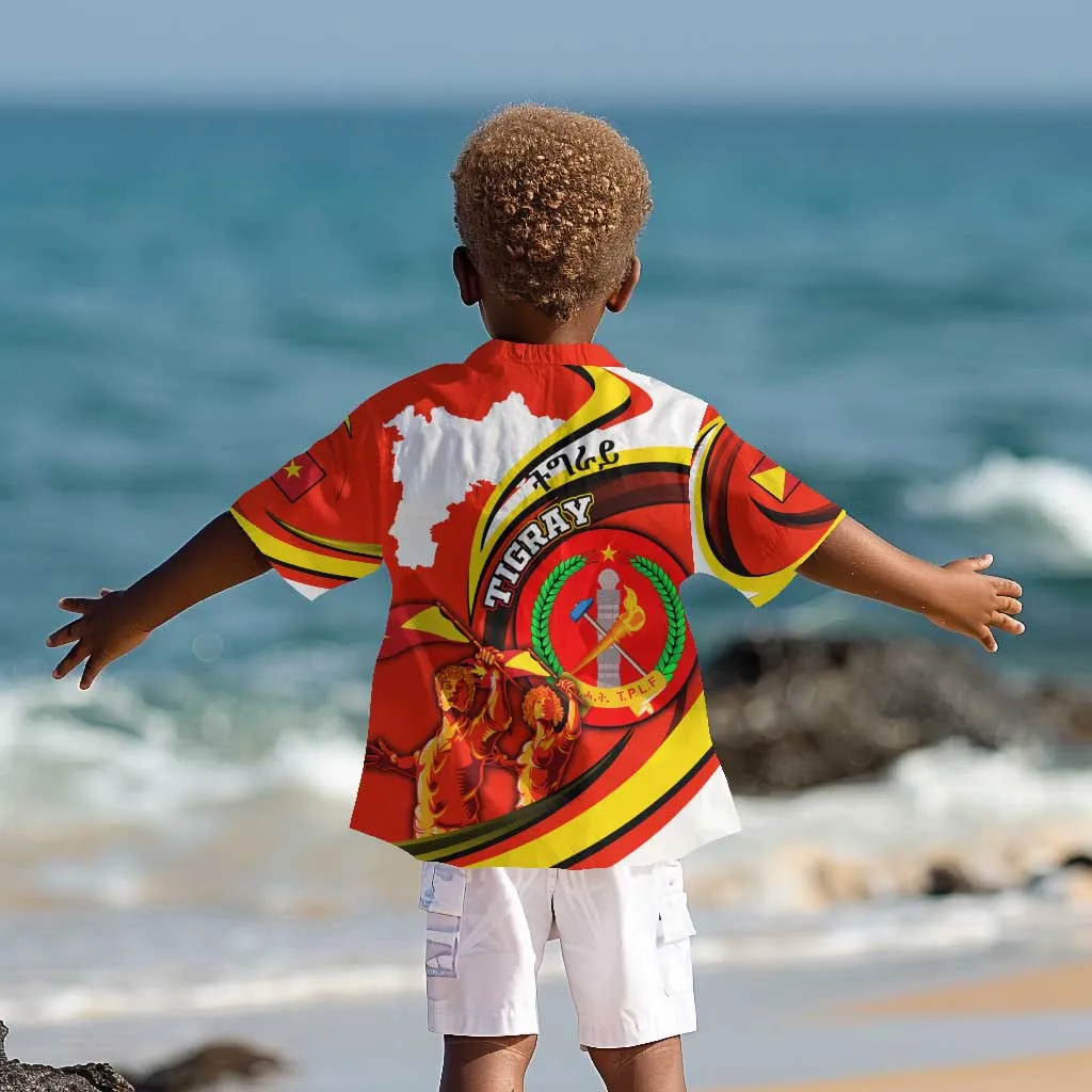 Ethiopia Tigray Kid Hawaiian Shirt Revolution Emblem Freedom Fighters and Flag DT02