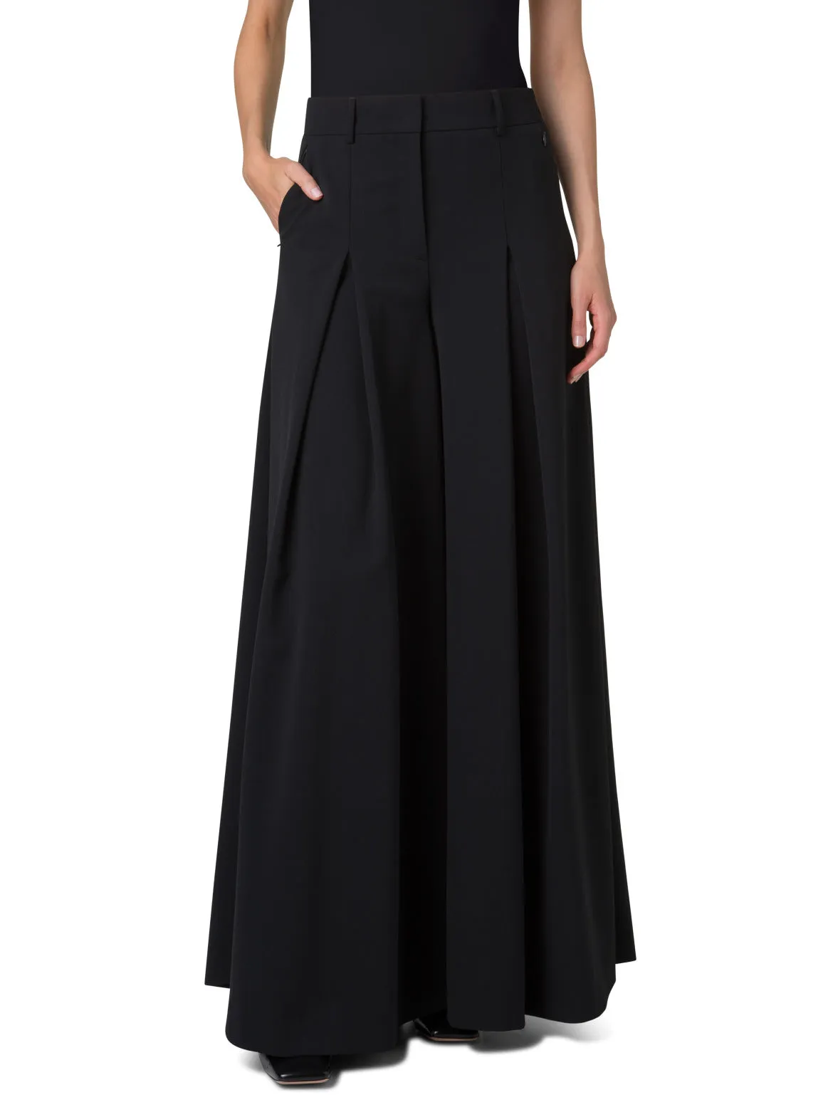 Extra Wide Palazzo Wool Stretch Twill Pants