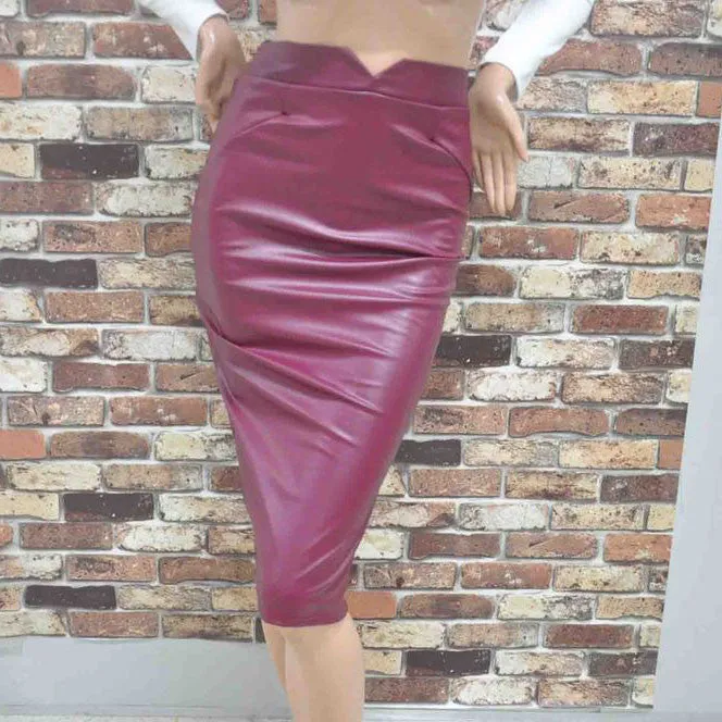 Faux Leather Stretch Maxi High Waisted Pencil Skirt
