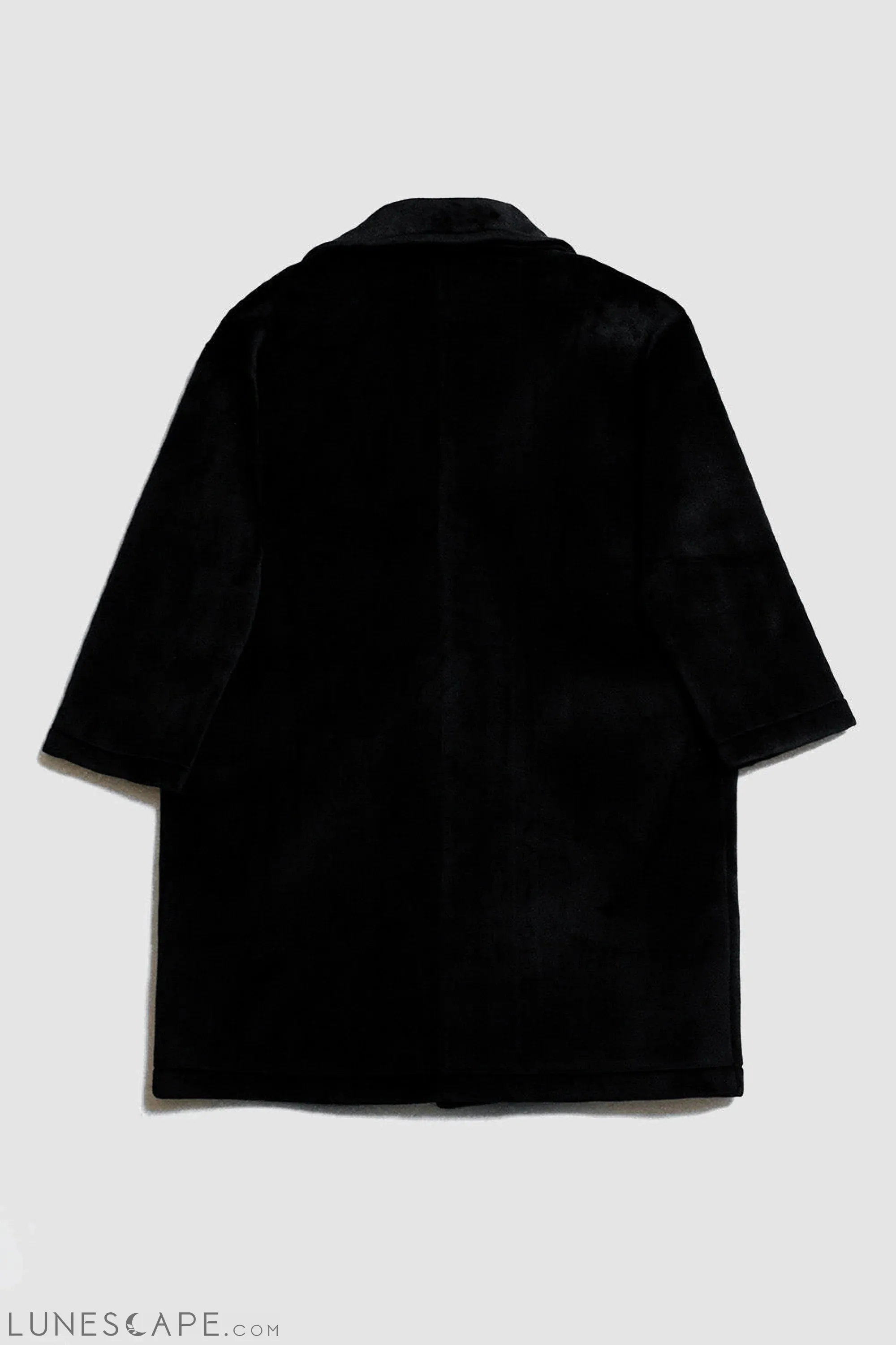 Faux Suede Oversized Pea Coat in Black