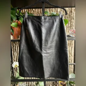 Firenze Vintage Black leather pencil skirt